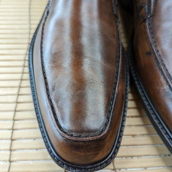 ECCO Brown Leather Slip On Loafers Mens 12E  EU 45 Casual Shoes Comfort - Picture 5 of 10